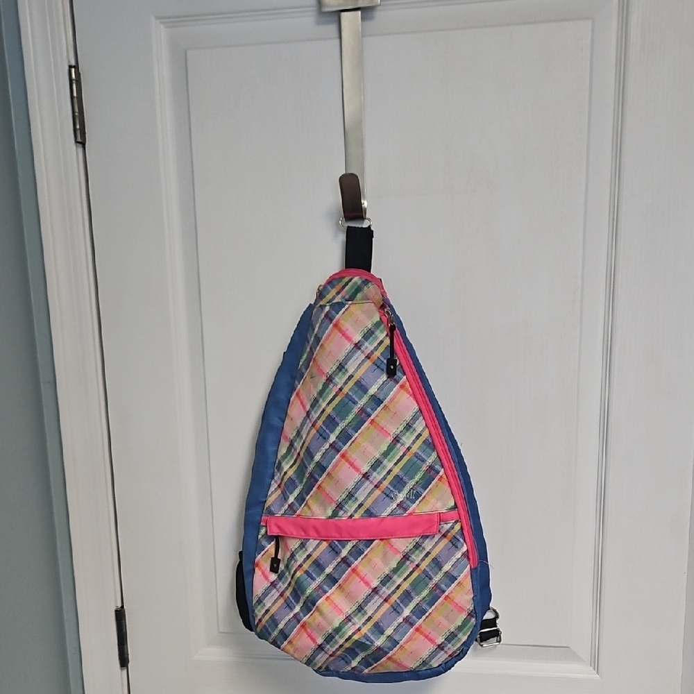 GloveIt Glove It Sling Pickleball Racquet Tennis Backpack Bag Plaid Sorbet